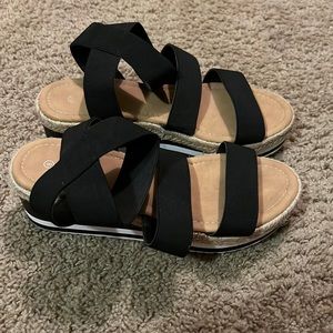 Black platform sandals